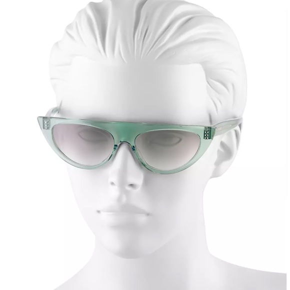 CELINE TRANSPARENT LIGHT GREEN/SMOKE GRADIENT CAT EYE SUNGLASSES CL40228I - Picture 3 of 6